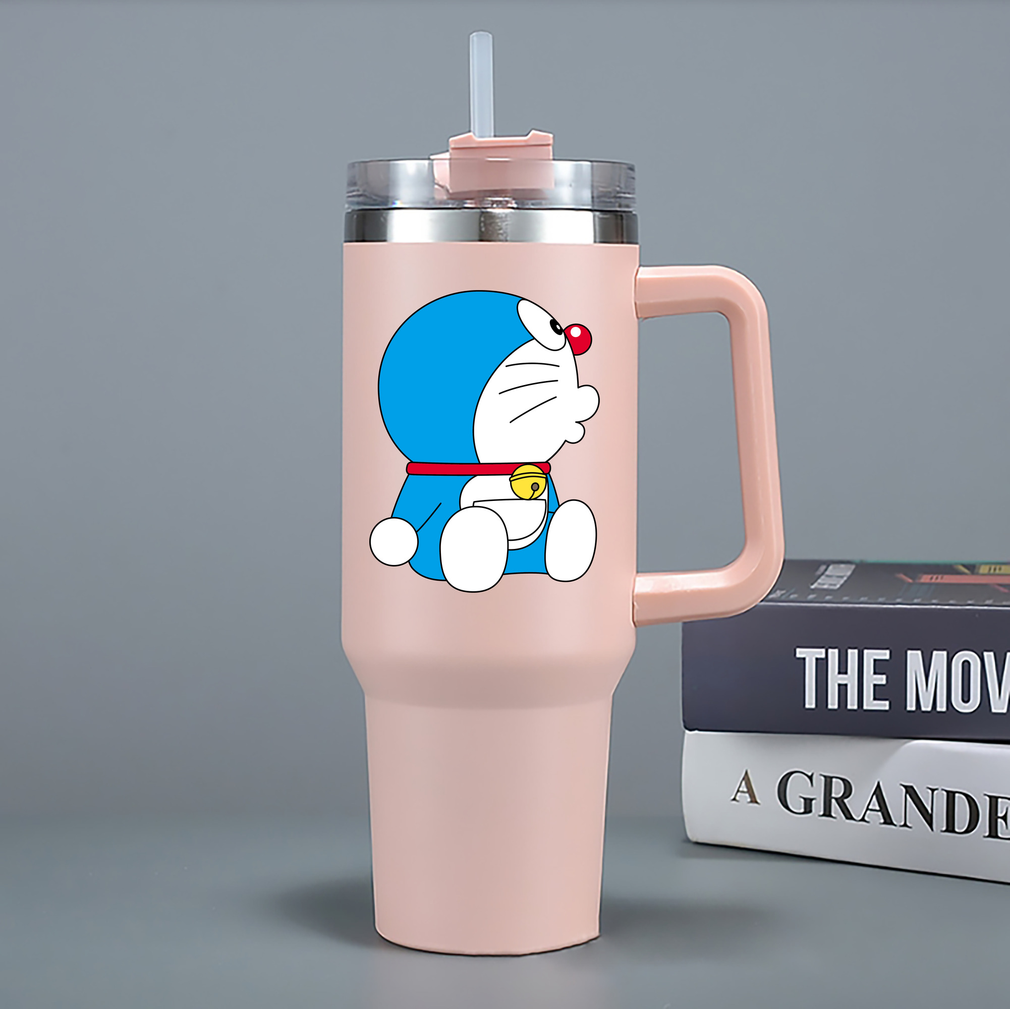 （画像用） ドラえもん Doraemon 1200mL車用タンブラー - クリスタルステッカー（プラスチックストロー付き）